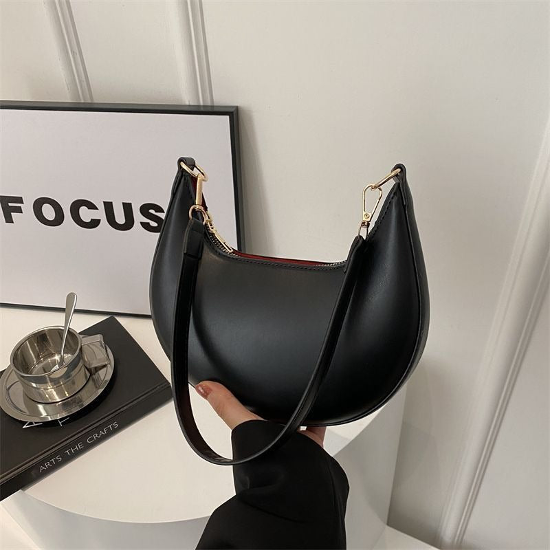 Crescent Textured Shoulder Bag