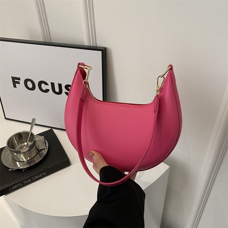 Crescent Textured Shoulder Bag